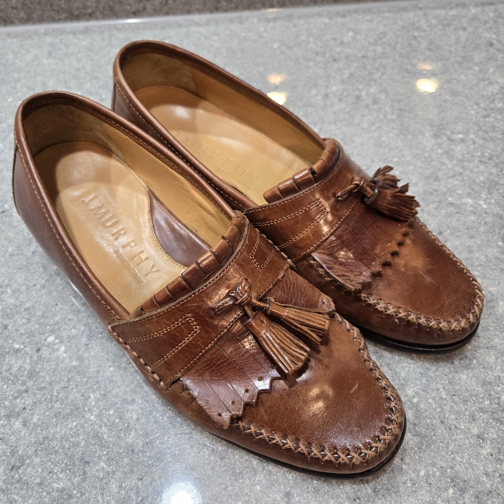 Kilty Tassel Loafers Shoe Brown Leather Men's 8M J. Murphy/Johnston & Murphy